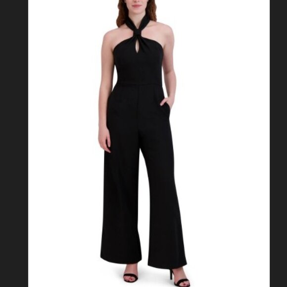 Julia Jordan Black Halter Neck Keyhole Wide Leg Jumpsuit Size 4 NWT Nordstrom - Picture 1 of 12